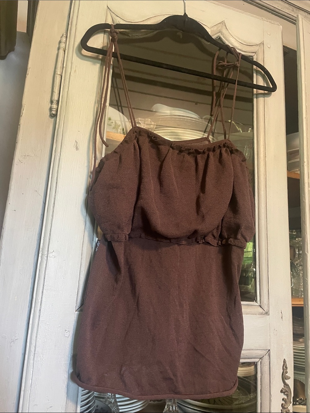 New Never Worn- wild fable Brown Textured Spaghetti-Strap Tank Top